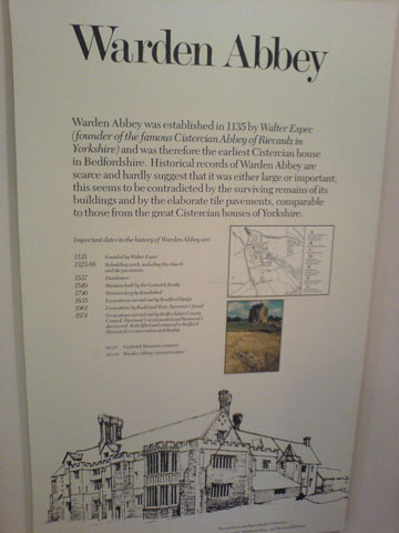Warden Abbey information in Bedford Museum